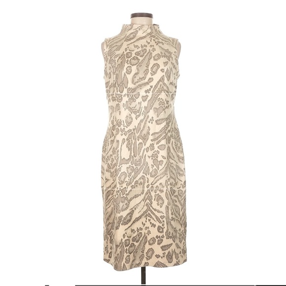 nwt J.McLaughlin “Liz” Cream Taupe Velvet Jaguar Sleeveless Midi Dress Small - Picture 3 of 8